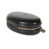 Chanel Black Leather CC Chevron Clutch