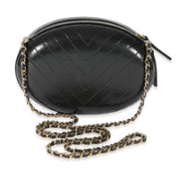 Chanel Black Leather CC Chevron Clutch