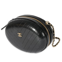 Chanel Black Leather CC Chevron Clutch