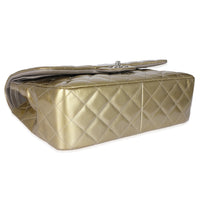 Chanel Gold Patent Stripe Jumbo Classic Flap Bag