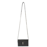 Saint Laurent Black Grain De Poudre Envelope Chain Wallet