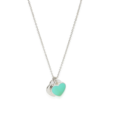 Return To Tiffany Mini Double Blue Enamel Heart Pendant in Sterling Silver