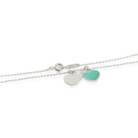 Return To Tiffany Mini Double Blue Enamel Heart Pendant in Sterling Silver