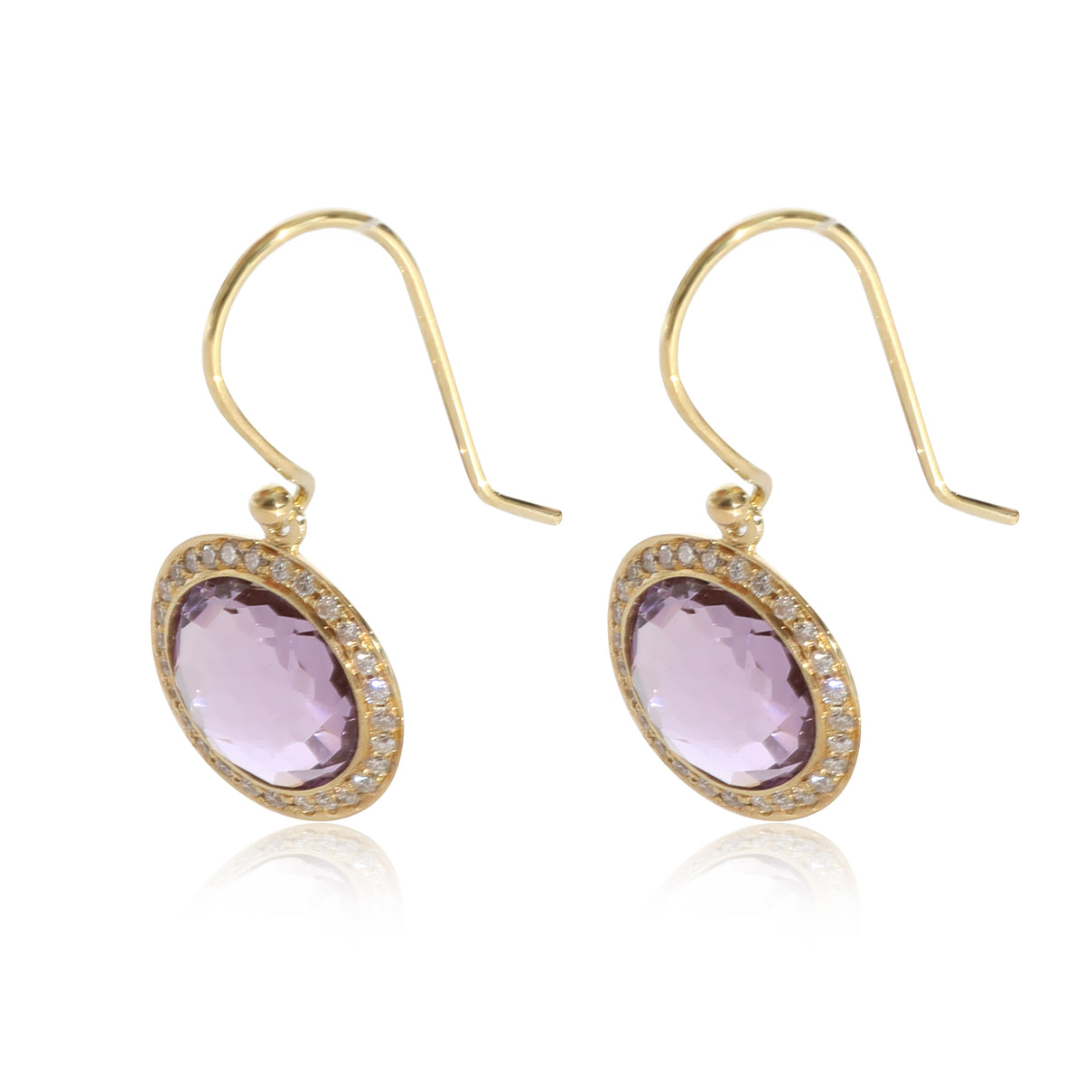 Ippolita Lollipop Amethyst Diamond Earrings in 18k Yellow Gold 0.27 CTW