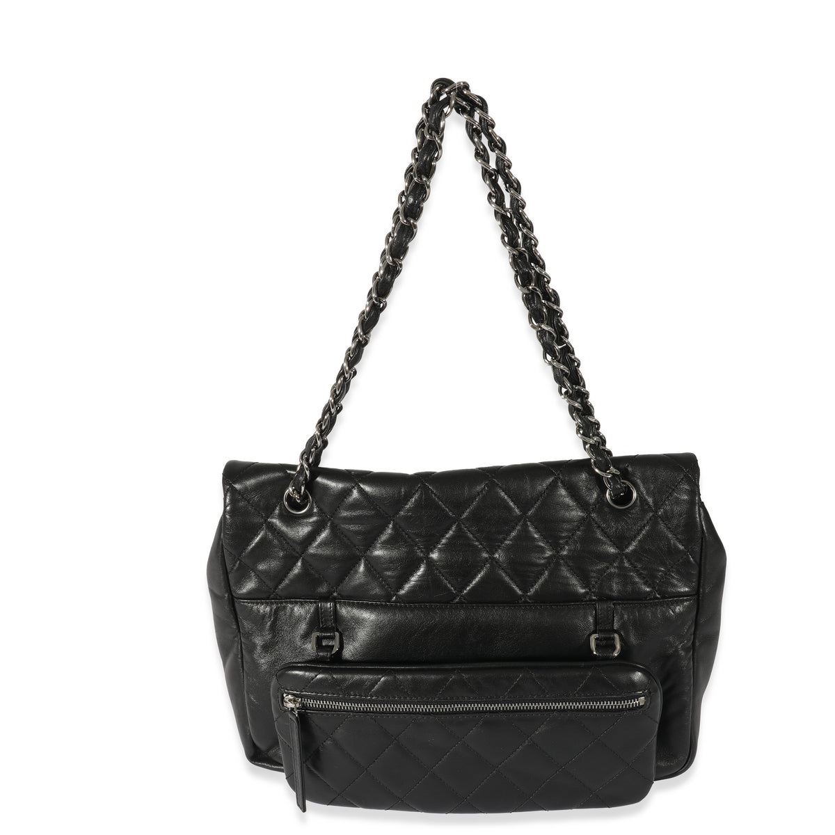 Chanel Vintage Black Quilted Lambskin Medium Multi Pocket Bag