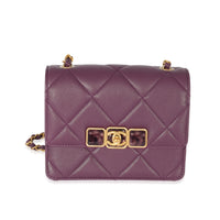 Chanel 22A Purple Matelasse Calfskin Resin Flap Bag