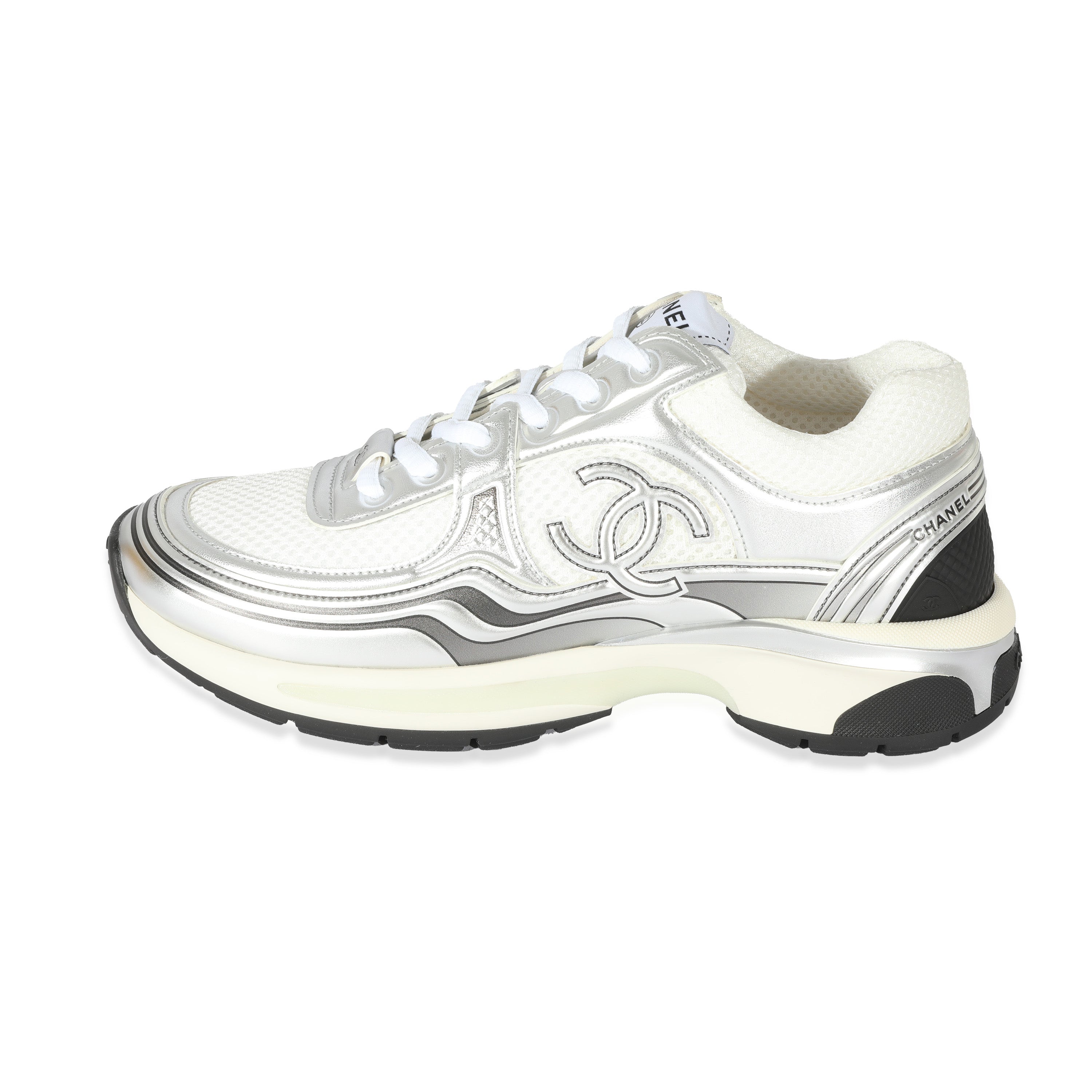 CHANEL Calfskin Womens CC Logo Sneakers 40 White 1260815