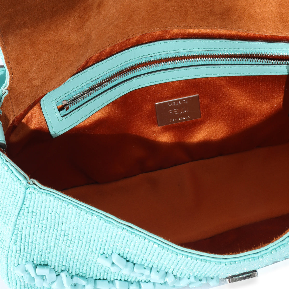 FENDI Mini Baguette Bag Turquoise Leather