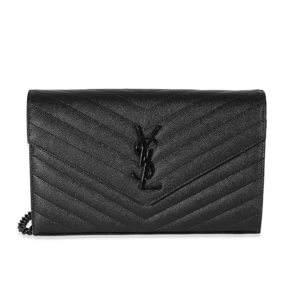 Black Cassandre envelope chevron-leather wallet, Saint Laurent