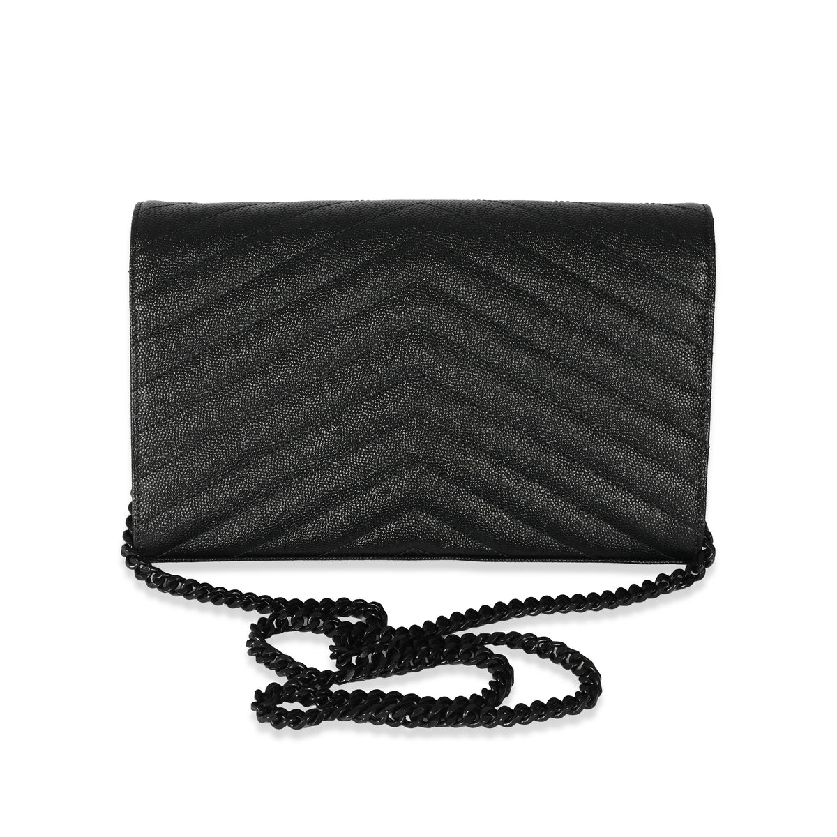 Black Cassandre envelope chevron-leather wallet, Saint Laurent