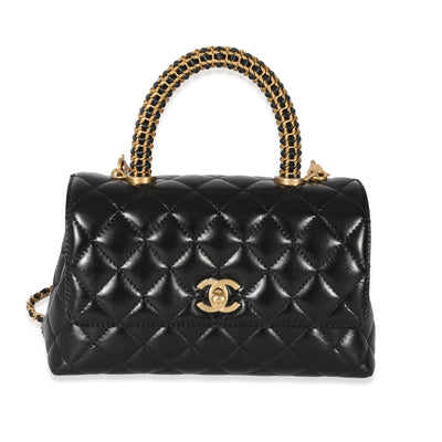 Chanel 22P Black Quilted Small Coco Top Handle Flap