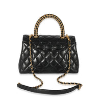 Chanel 22P Black Quilted Small Coco Top Handle Flap