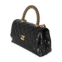Chanel 22P Black Quilted Small Coco Top Handle Flap