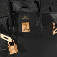 Hermes Noir Novillo Niloticus Touch Birkin 25 RGHW