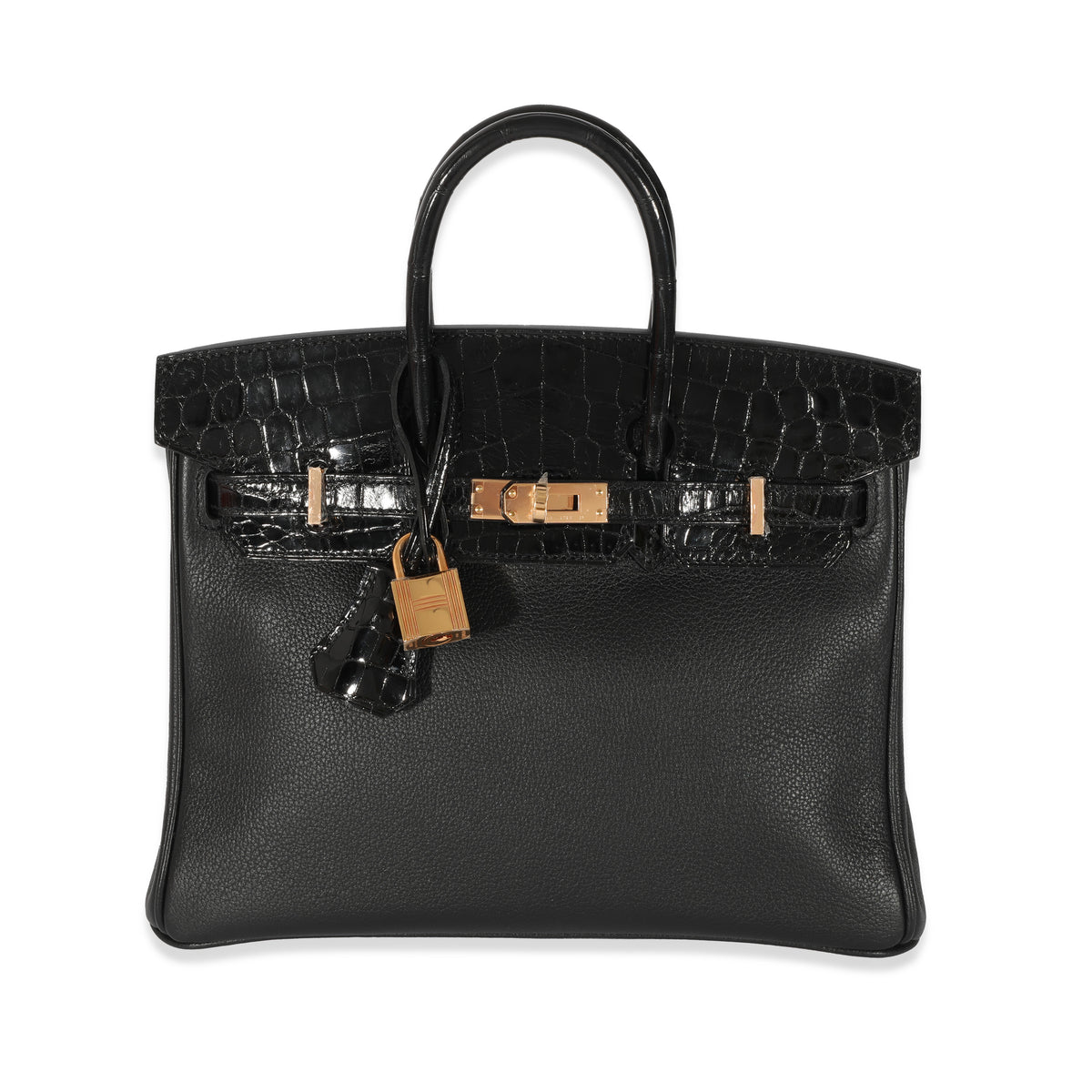 Hermes Noir Novillo Niloticus Touch Birkin 25 RGHW