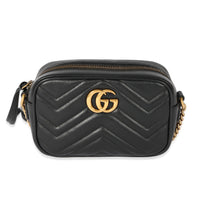 Gucci Black Leather GG Mini Marmont Bag