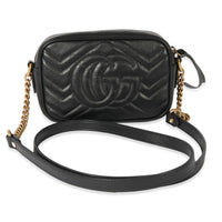 Gucci Black Leather GG Mini Marmont Bag