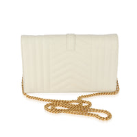 Saint Laurent Blanc Vintage Grain De Poudre Mix Matelassé Chain Wallet