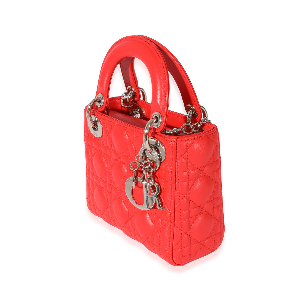 Dior Red Cannage Quilted Lambskin Mini Lady Dior Bag