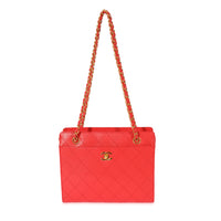 Chanel Vintage Red Caviar CC Lock Tote