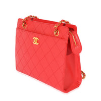 Chanel Vintage Red Caviar CC Lock Tote