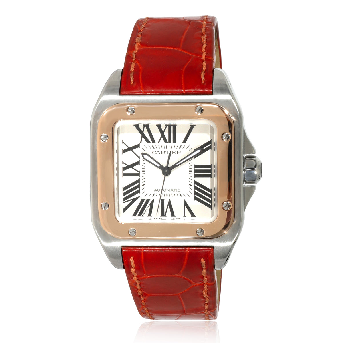 Cartier Santos 100 W20107X7 Unisex Watch in 18kt Stainless Steel/Rose Gold