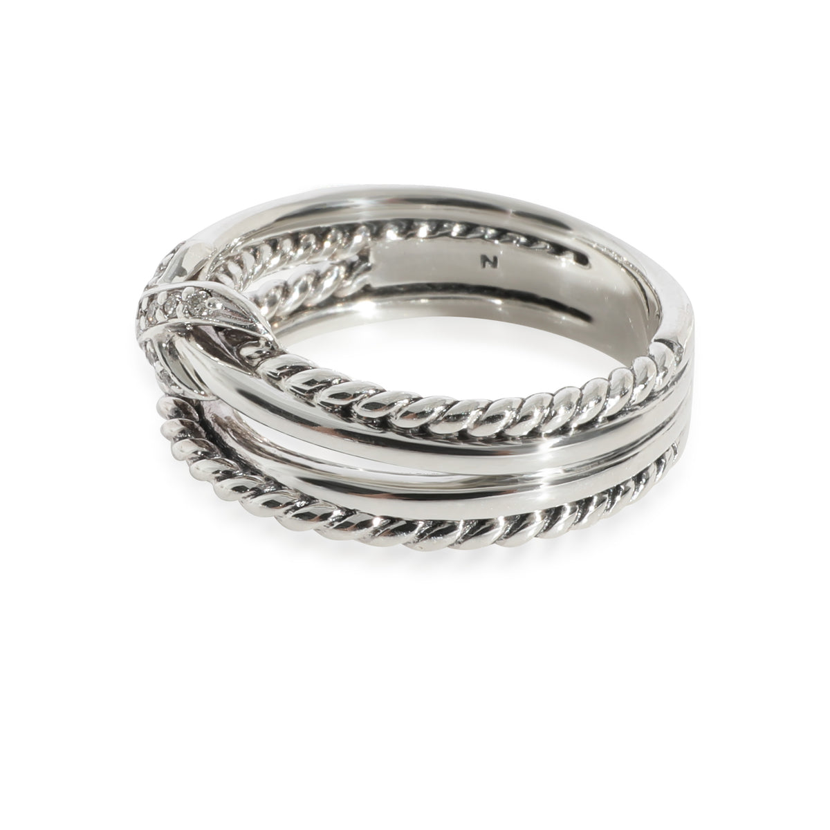 David Yurman X Crossover Band With Diamonds in Sterling Silver 0.05 CTW