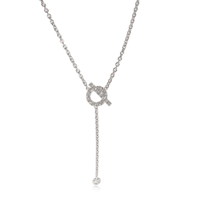 Hermès Finesse Lariat Diamond Necklace in 18 Karat White Gold 0.55 CTW