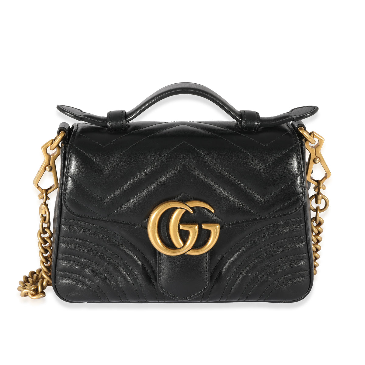 Gucci Black Leather Mini Marmont Top Handle