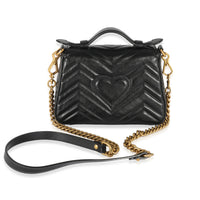 Gucci Black Leather Mini Marmont Top Handle