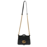 Gucci Black Leather Mini Marmont Top Handle