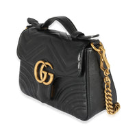 Gucci Black Leather Mini Marmont Top Handle