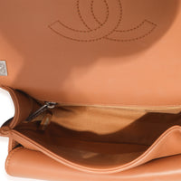 Chanel Beige Calfskin Coco Eyelet Round Flap Bag