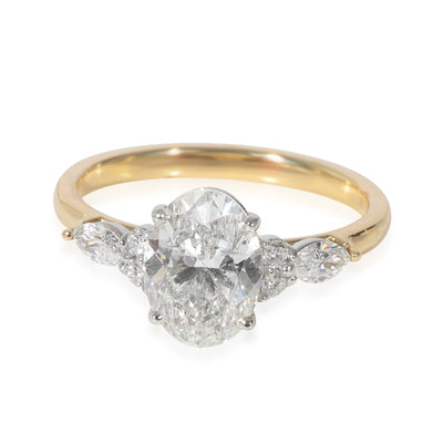 Oval Diamond Engagement Ring in 18k Gold/Platinum GIA G SI2 2.00 CTW