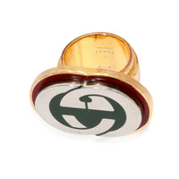Gucci GG Red Green Signet Gold Plated Ring