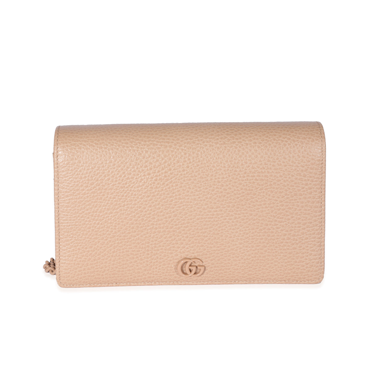 Gucci Beige Leather GG Marmont Wallet On Chain