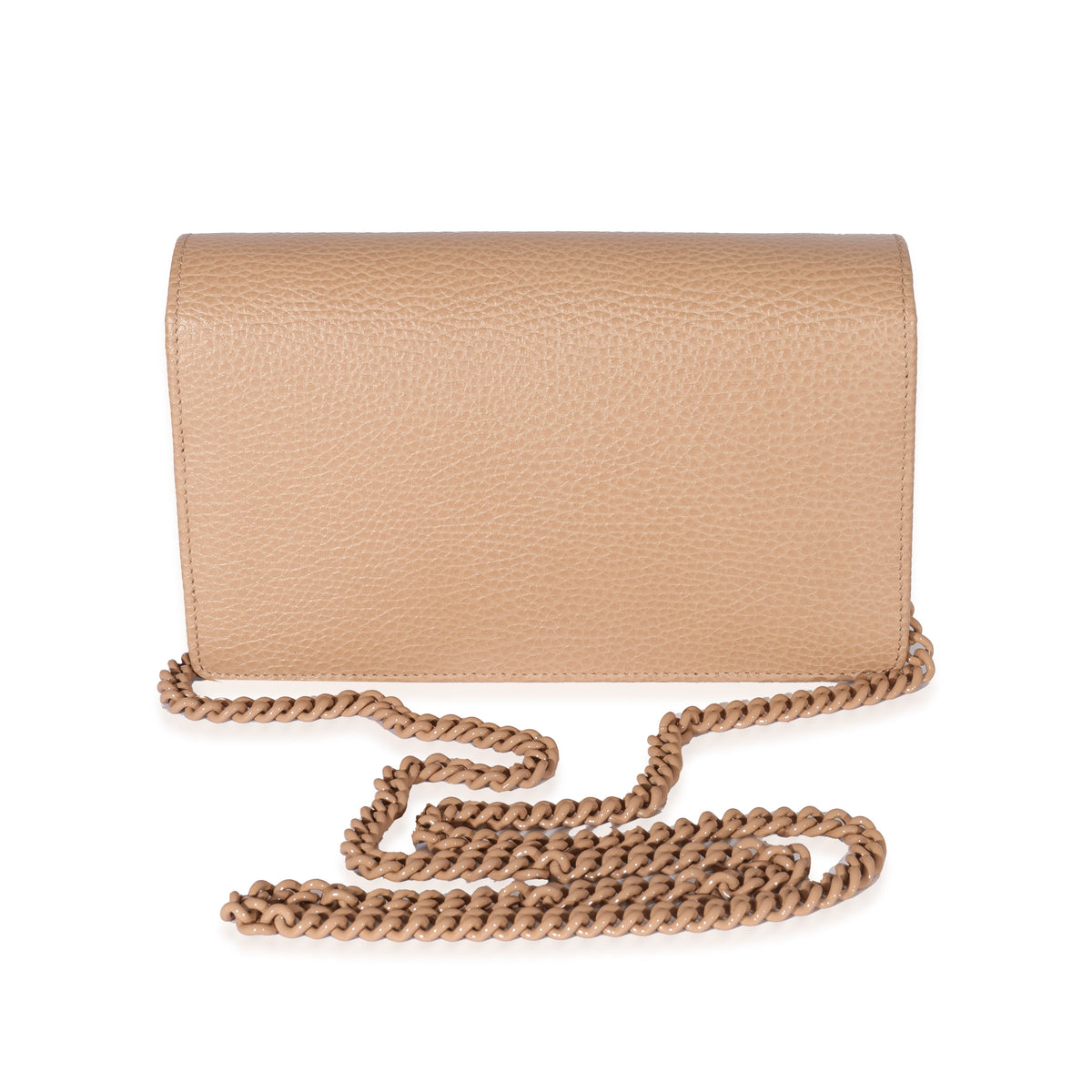 Gucci Beige Leather GG Marmont Wallet On Chain