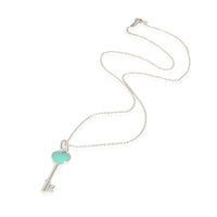 Tiffany Enamel Heart Key Pendant With Chain in Sterling Silver