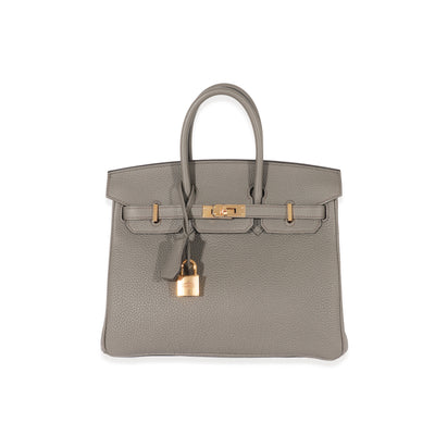 Hermes Gris Etain Togo Birkin 25 RGHW