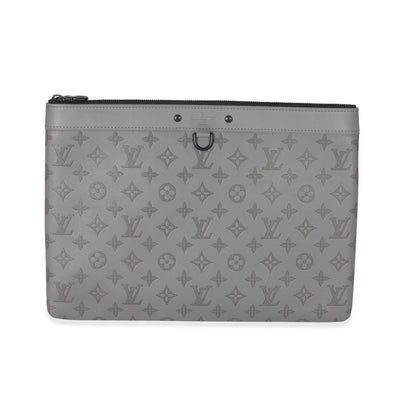 Louis Vuitton Charcoal Grey Monogram Shadow Discovery Pouch GM