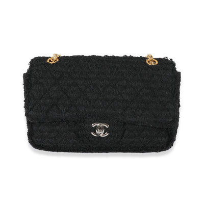 Chanel Black Boucle CC Medium Flap Bag