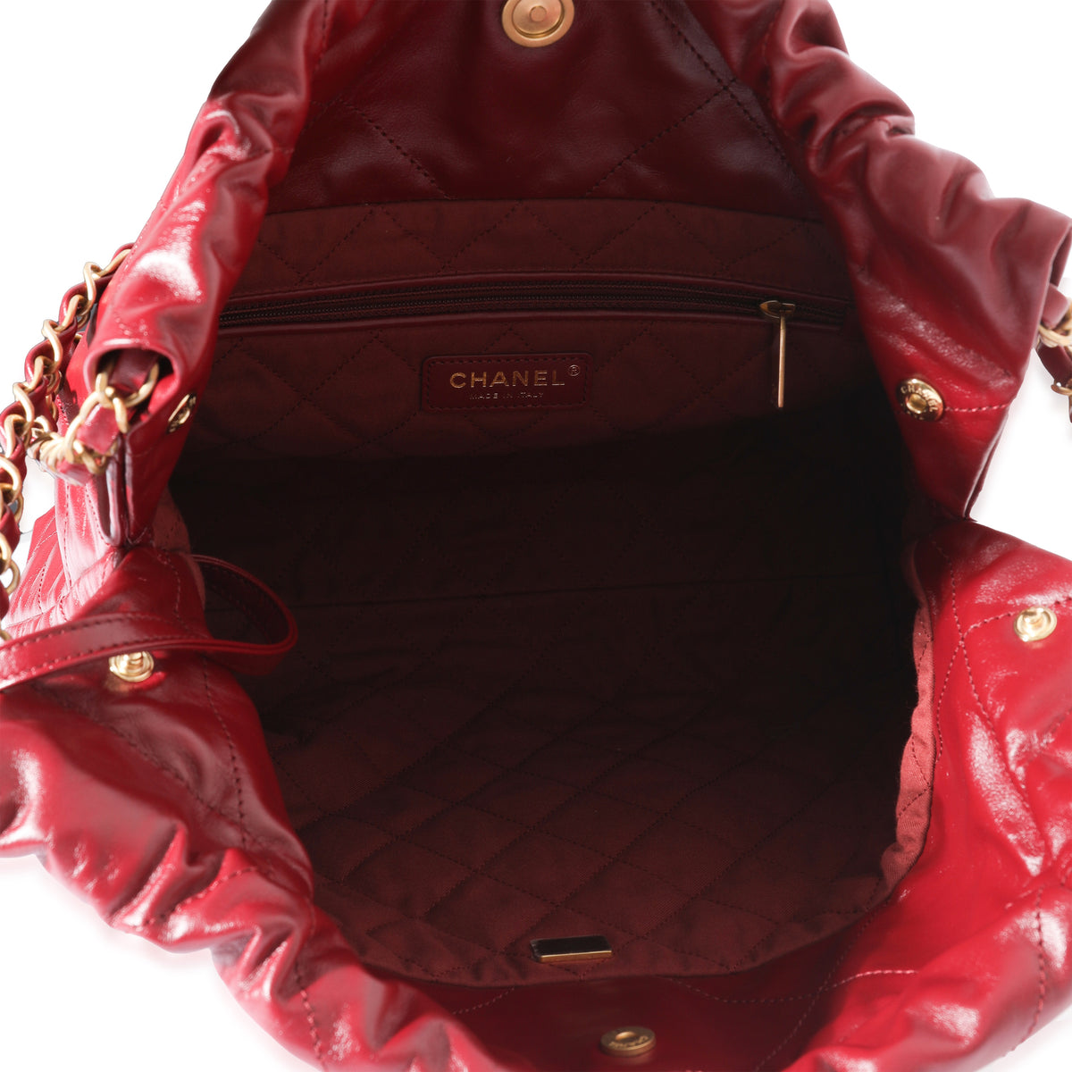 Chanel Burgundy Shiny Calfskin Small 22