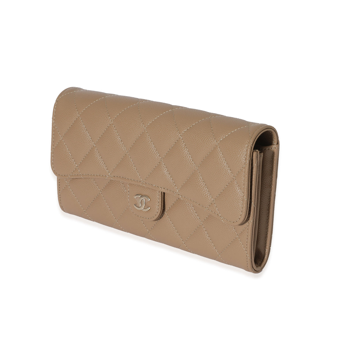 Chanel 22A Dark Beige Quilted Classic Long Flap Wallet