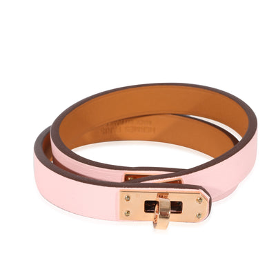 Hermès Mini Kelly Double Tour Pink Leather Bracelet