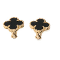 Van Cleef & Arpels Alhambra Onyx Earrings in 18K Yellow Gold