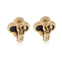 Van Cleef & Arpels Alhambra Onyx Earrings in 18K Yellow Gold