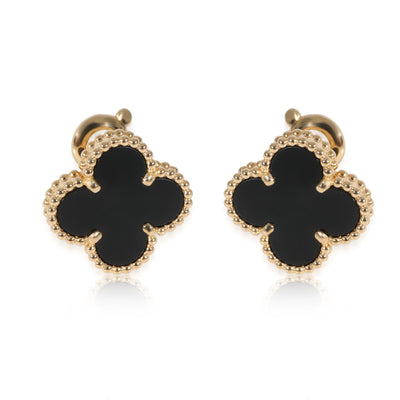 Van Cleef & Arpels Alhambra Onyx Earrings in 18K Yellow Gold