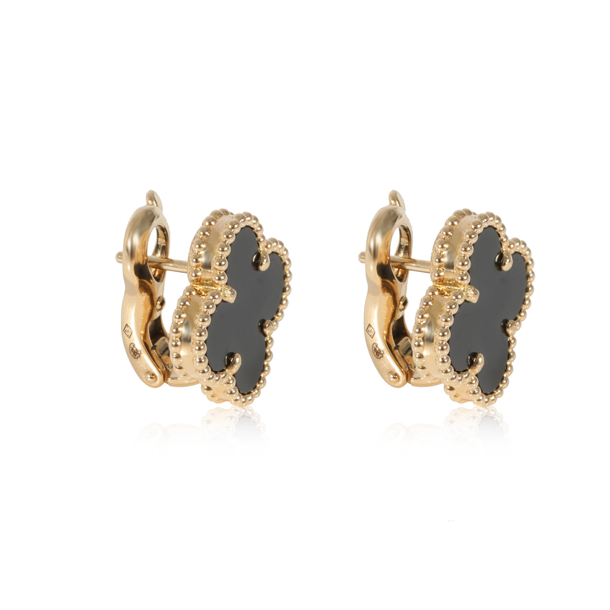 Van Cleef & Arpels Alhambra Onyx Earrings in 18K Yellow Gold