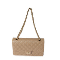 Chanel 22A Dark Beige Caviar Medium Classic Double Flap Bag