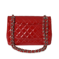 Chanel Red Quilted Patent Leather Jumbo Double Flap Bag